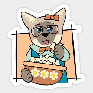 Siamese Cat Popcorn Movies Sticker